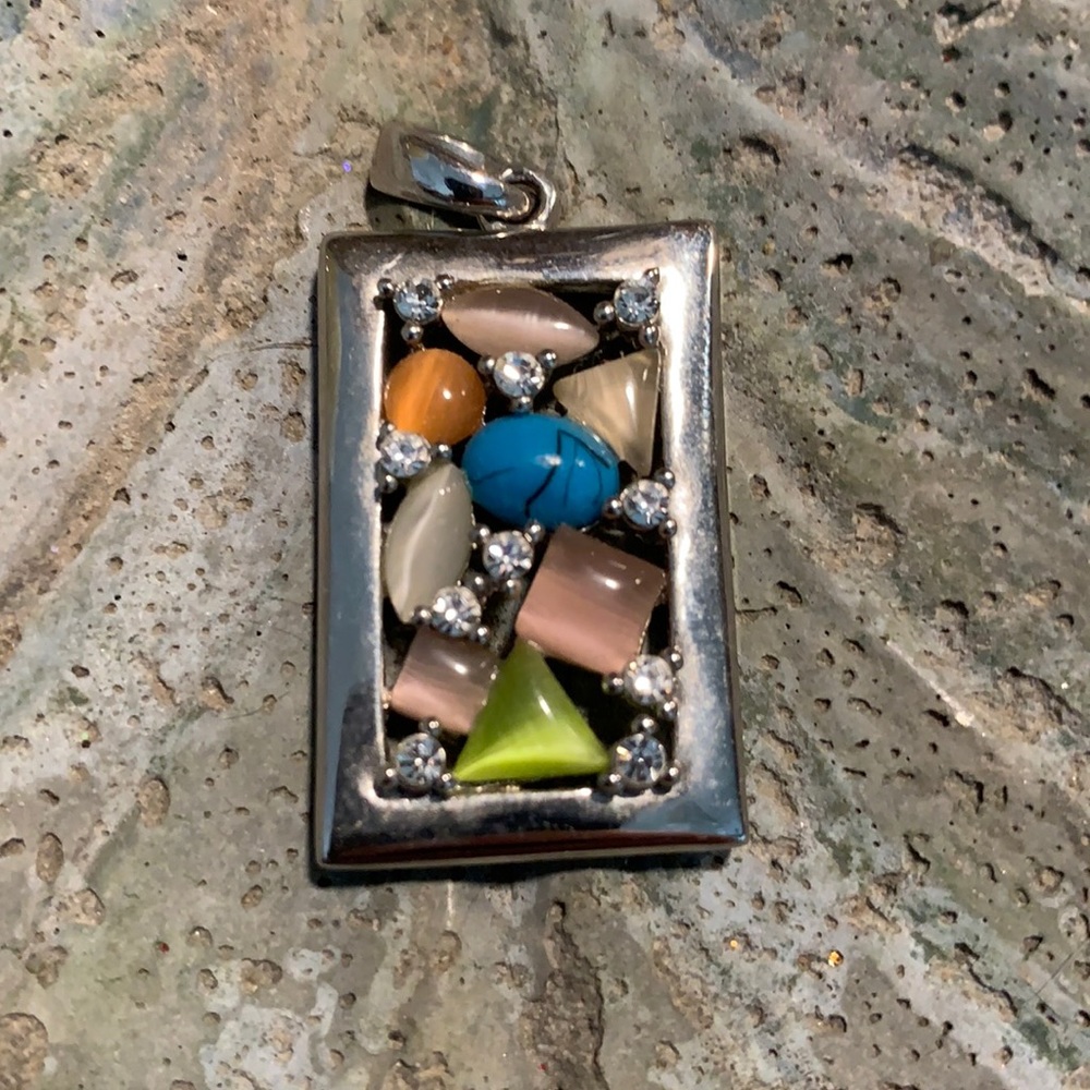 Lia Sophia Colorful Pendant Silver Tone